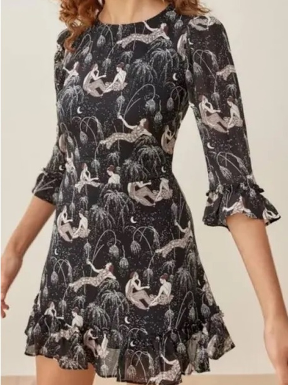 Reformation Doutzen Mini Dress Champagne Print